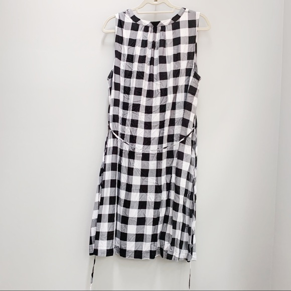 LOFT Buffalo Check Sleeveless Tie Waist Dress - Picture 4 of 8